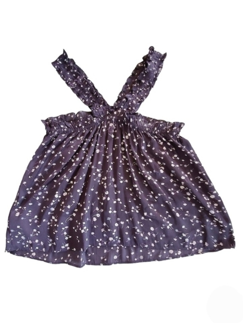 1425 * Express Floral Print Halter Top Navy Blue Size M